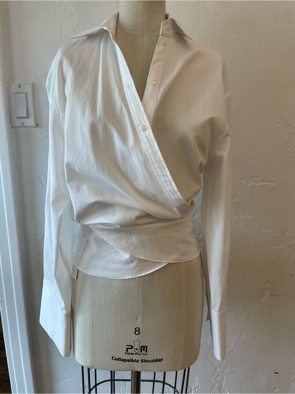 Mango White Wrap-Style Button Down Shirt